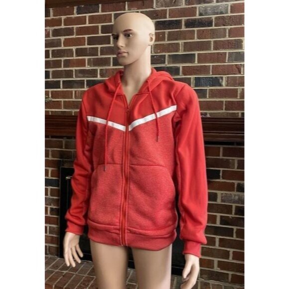 HUDSON & BARROW Unisex Full-Zip Hooded Sweatshirt Mens Size L Zipped Hoodie  Red - Picture 9 of 10